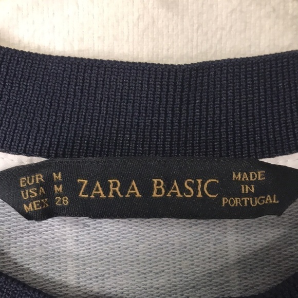 ZARA Basic Women’s Pullover Top Shirttail hem Navy Blue Pin Stripe Size M - Picture 7 of 10